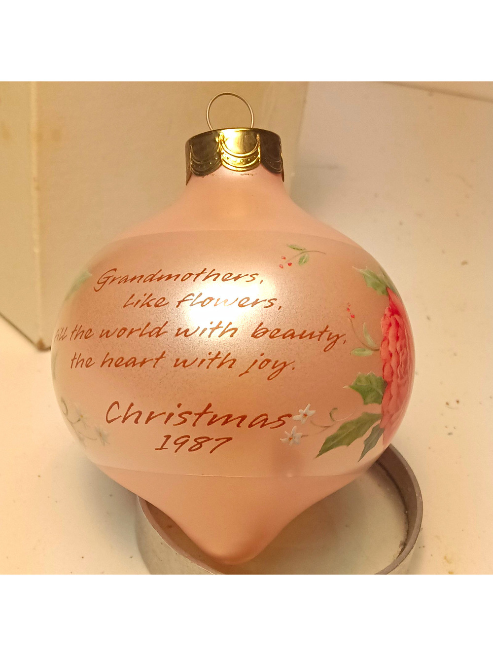 Vintage 1987 Hallmark Keepsake Grandmother Glass Ornament Teardrop No Box